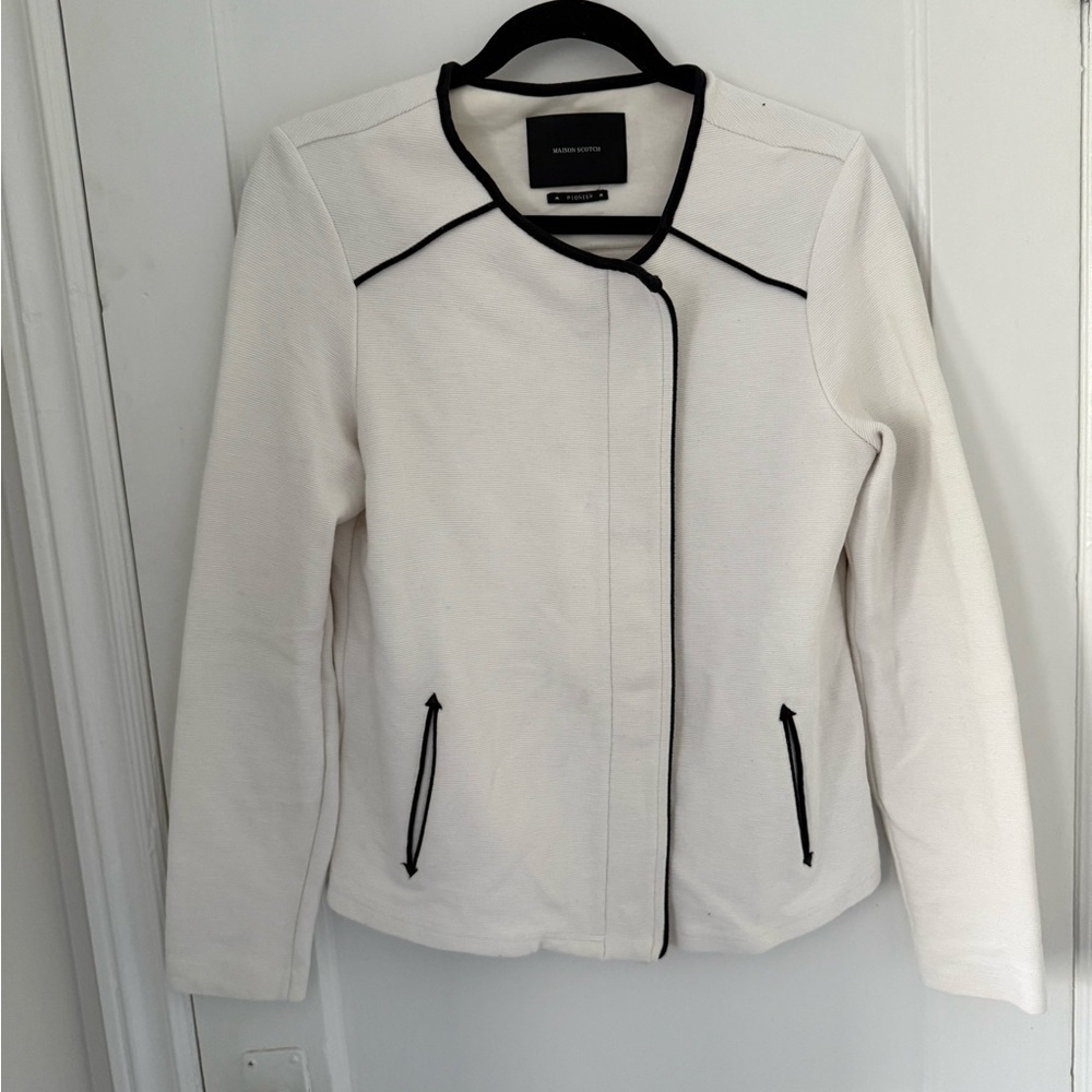 Scotch & Soda Cream Jacket with Black Trim - Medium